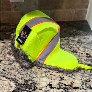 High Visibility Trapper Hat by Wild wear Neon Green Winter Hat
